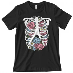 Wicked Clothes Bones Floral Rib Cage Shirt