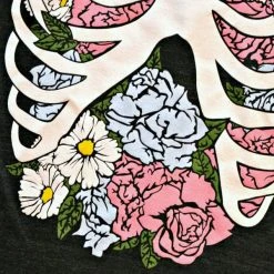 Wicked Clothes Bones Floral Rib Cage Shirt