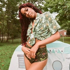 Wicked Clothes Button-Ups Floral Bats Button-Up Shirt