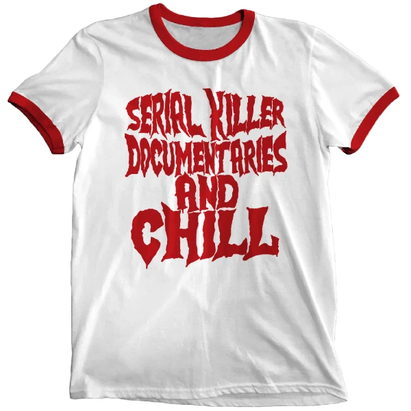 Wicked Clothes 'Serial Killer Documentaries' Ringer Shirt BESTSELLERS 2 Wicked Clothes 'Serial Killer Documentaries' Ringer Shirt BESTSELLERS